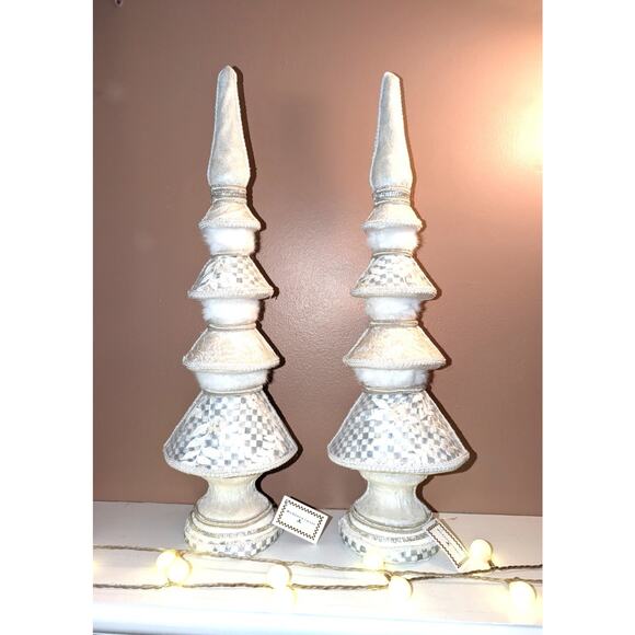 Mackenzie Childs Crystal Palace Sterling Check Stripe Tabletop Finial 19" - Picture 3 of 3